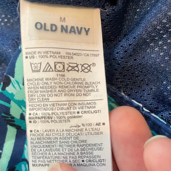 Old Navy Green and Blue Swim Trunks Men’s Medium Parrot Iguana Tropical Netting - Picture 4 of 8
